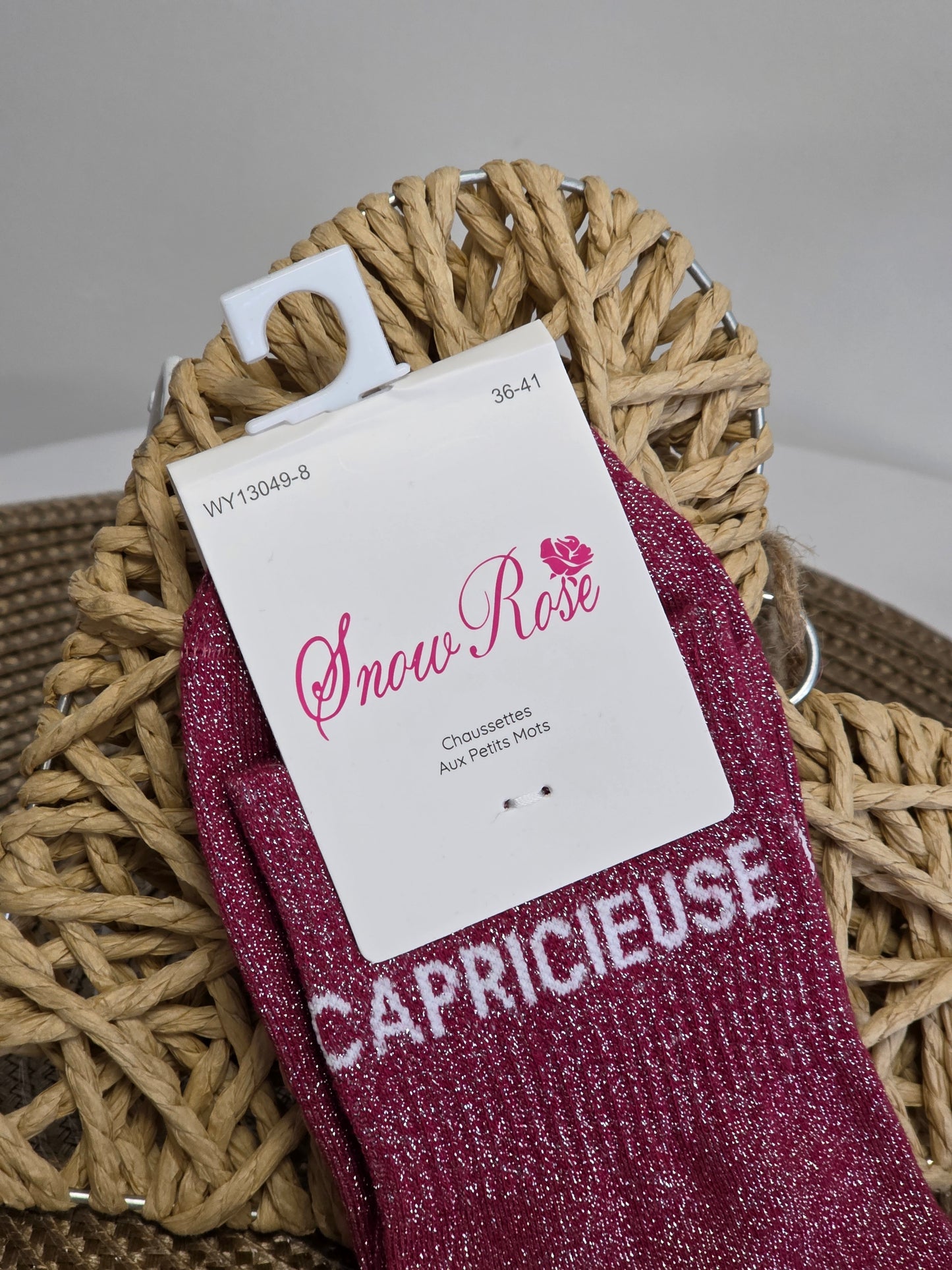 CAPRICIEUSE - Chaussette à Paillette  Rouge Grenat