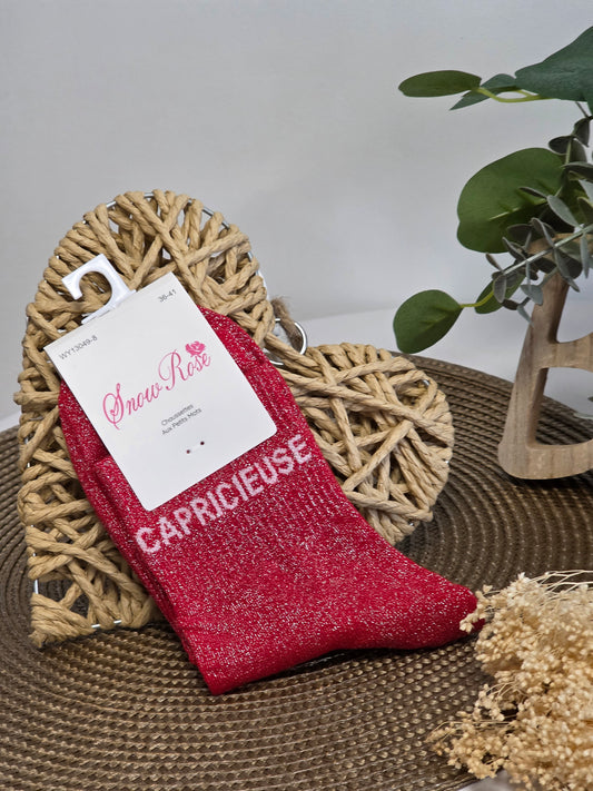 CAPRICIEUSE - Chaussette à Paillette  Rouge