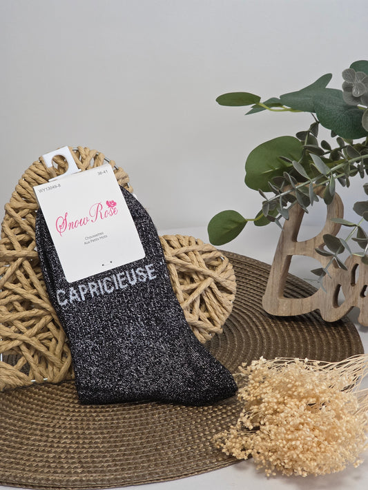 CAPRICIEUSE - Chaussette à Paillette  Noir