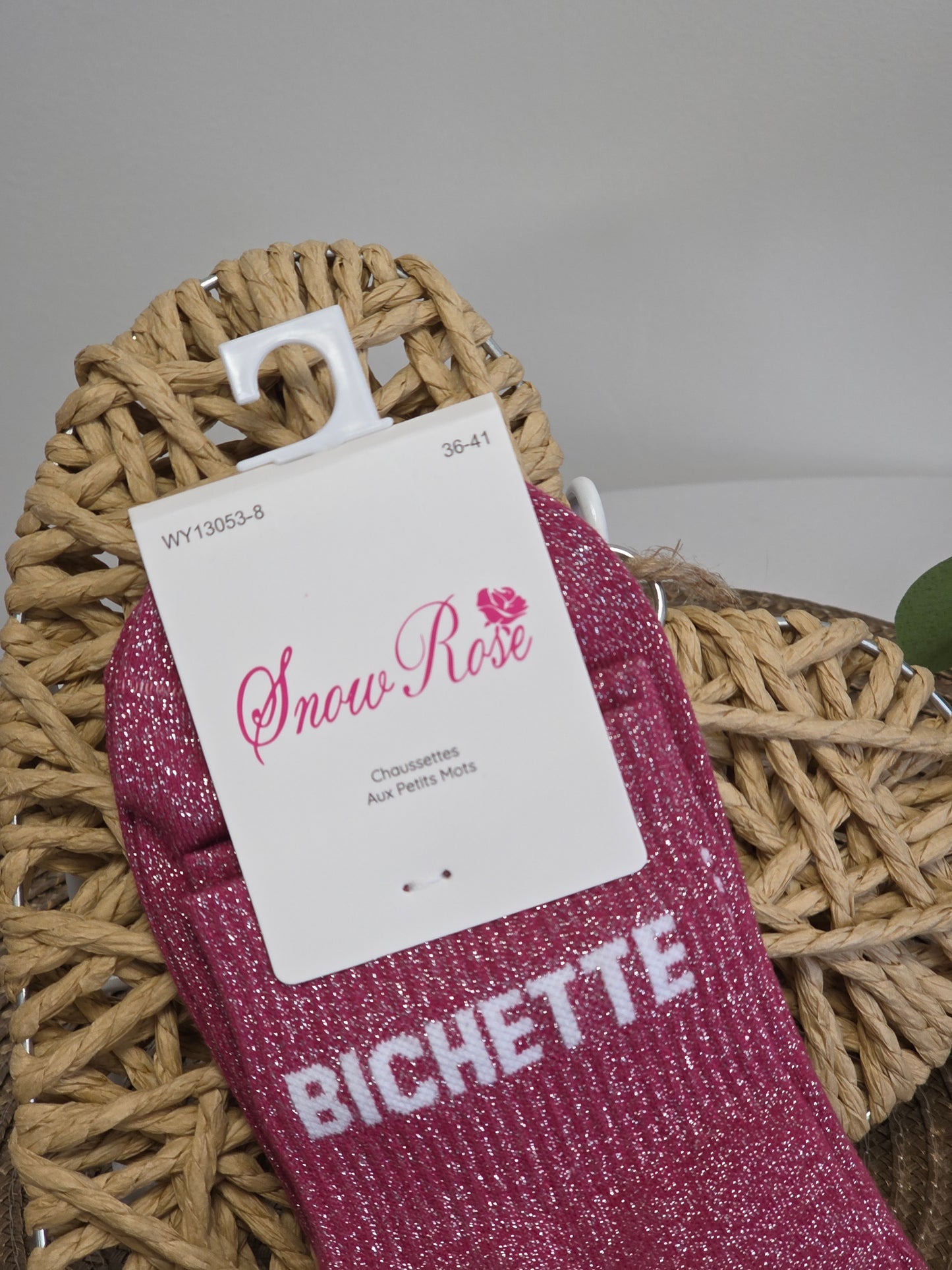 BICHETTE - Chaussette à Paillette  Rouge Grenat