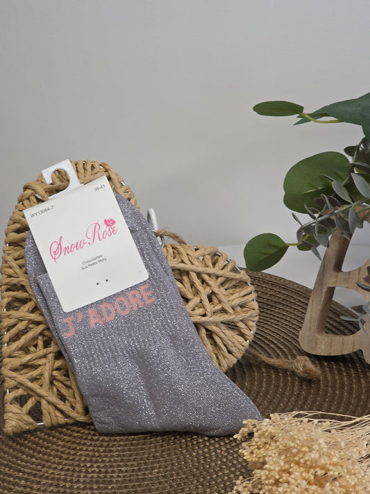 J'ADORE - Chaussette à Paillette  Gris