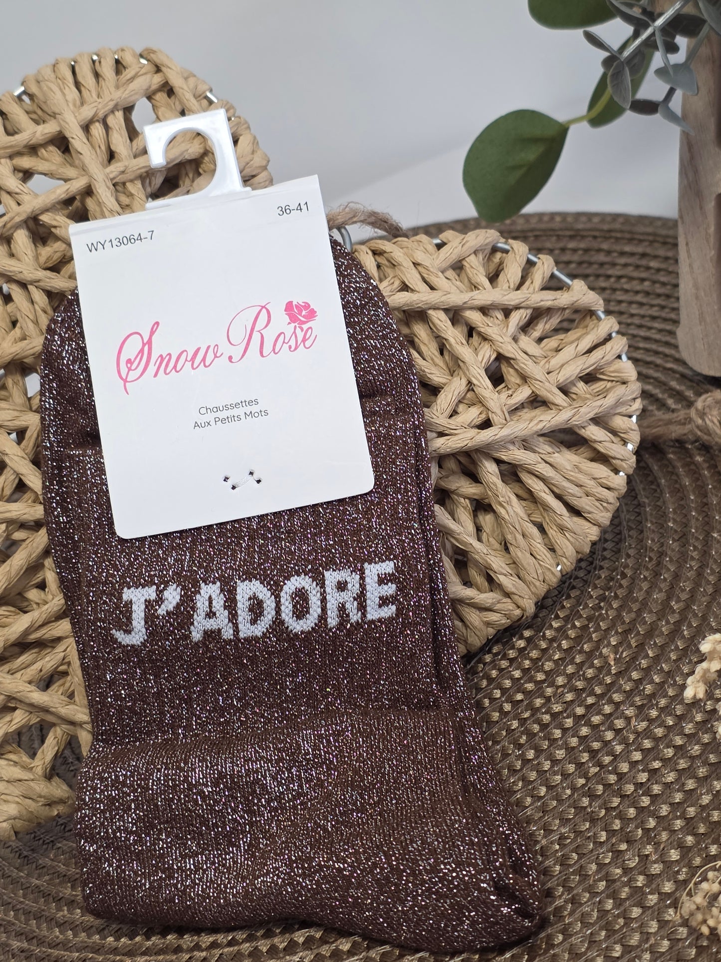J'ADORE - Chaussette à Paillette  Marron