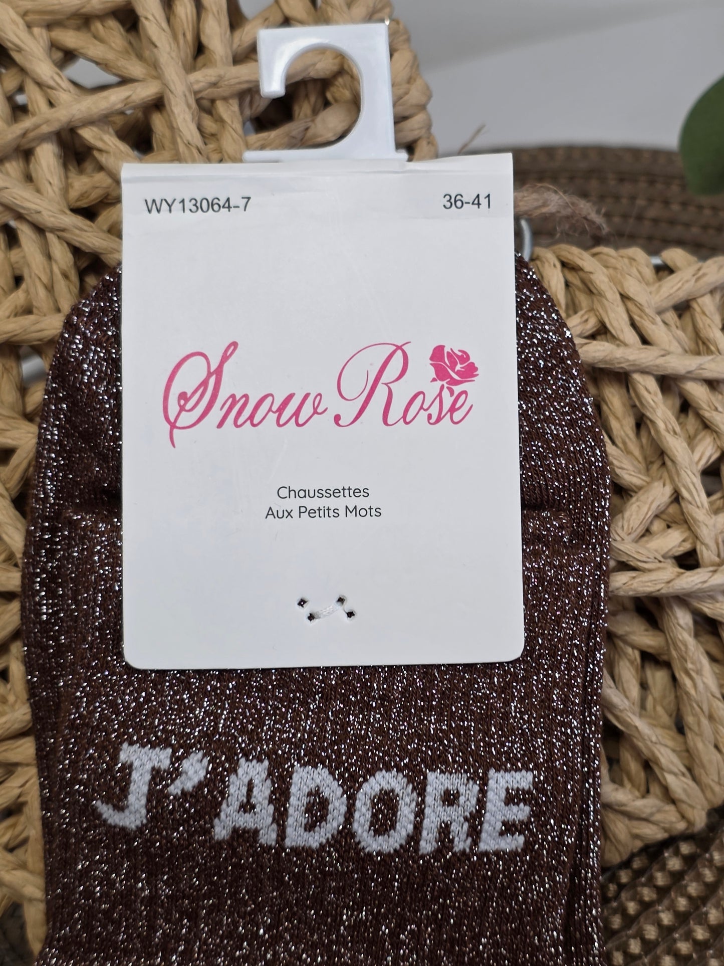 J'ADORE - Chaussette à Paillette  Marron