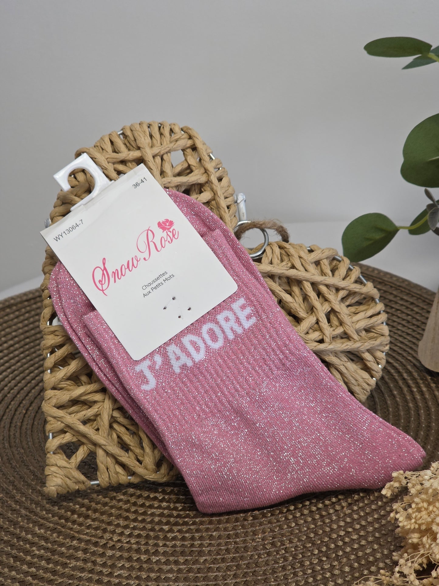 J'ADORE - Chaussette à Paillette  Rose