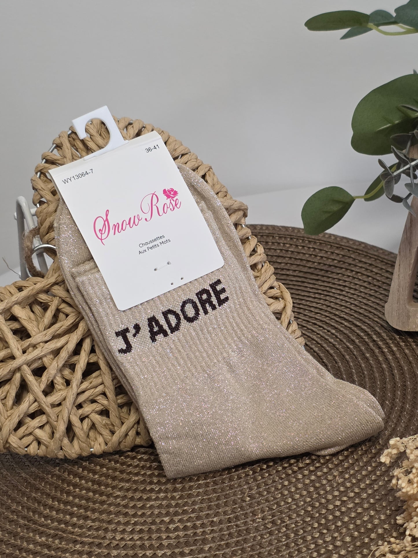 J'ADORE - Chaussette à Paillette  Beige