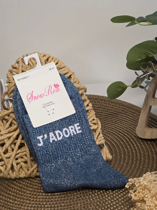 J'ADORE - Chaussette à Paillette  Bleu