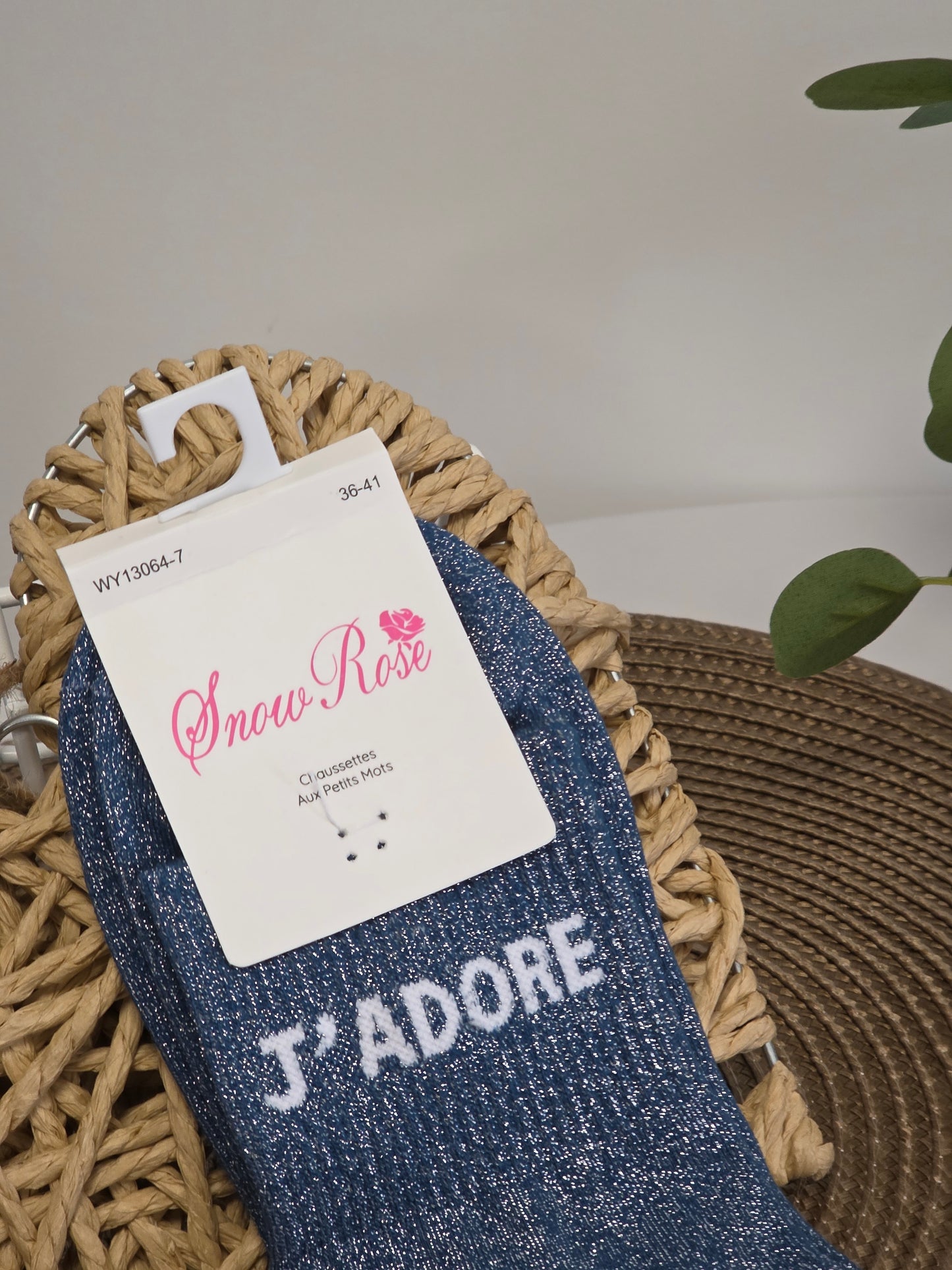 J'ADORE - Chaussette à Paillette  Bleu