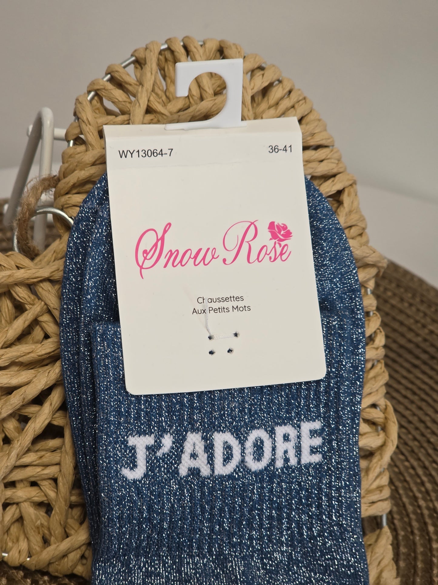J'ADORE - Chaussette à Paillette  Bleu