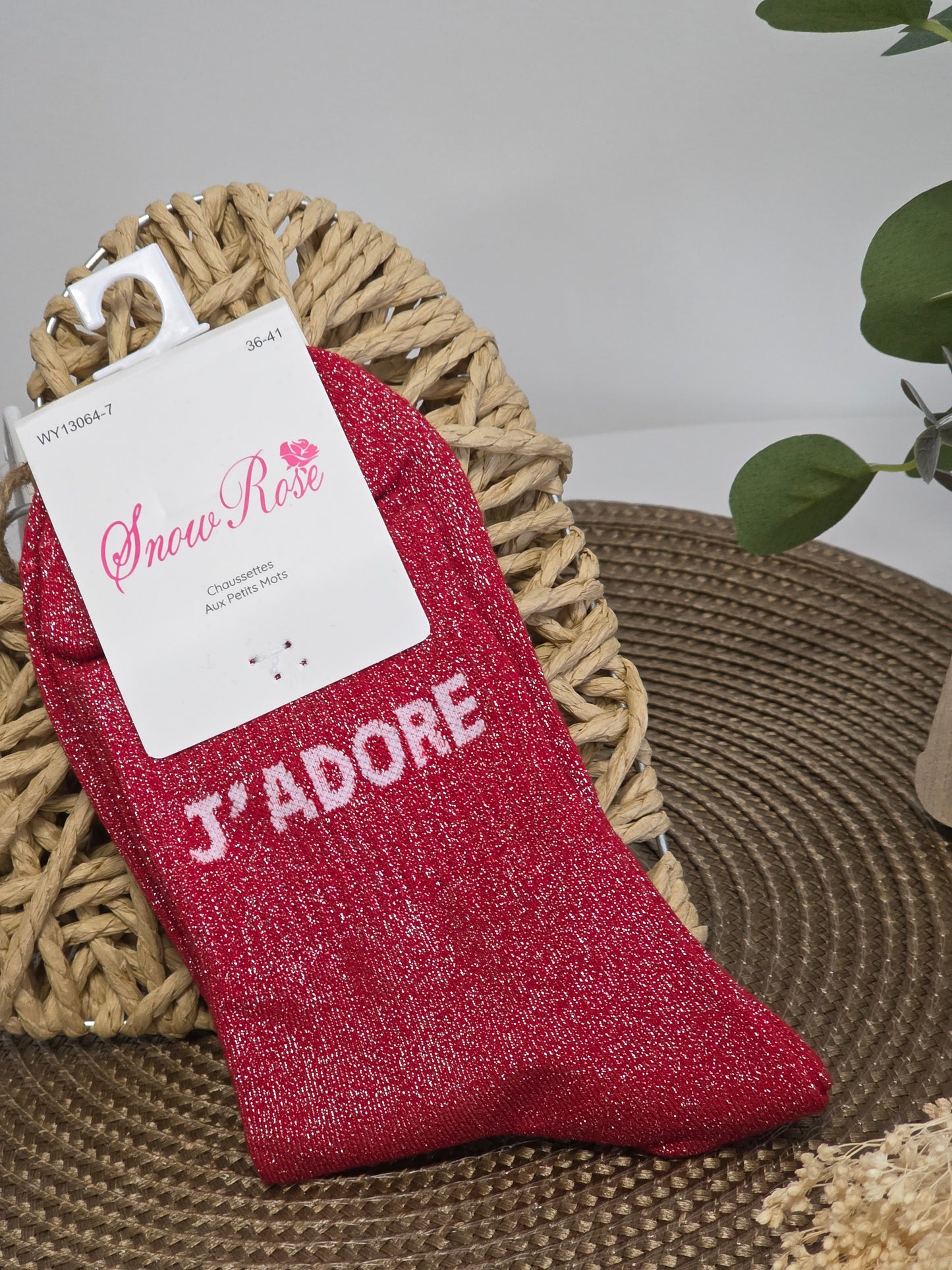 J'ADORE - Chaussette à Paillette  Rouge