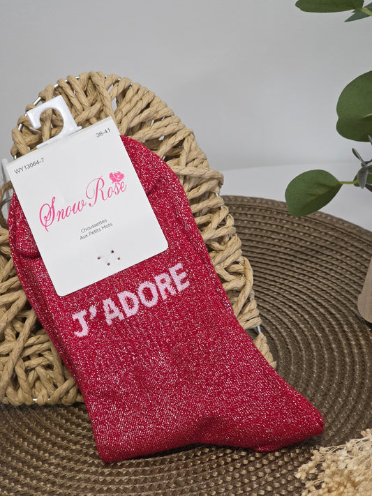 J'ADORE - Chaussette à Paillette  Rouge