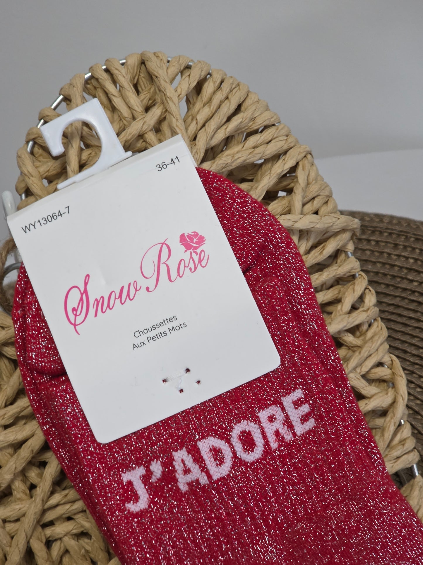 J'ADORE - Chaussette à Paillette  Rouge