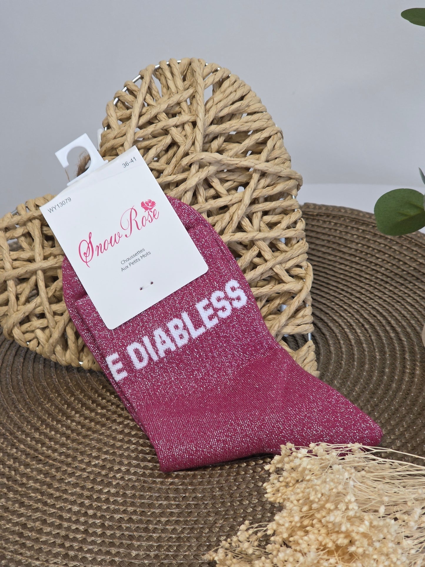 DIABLESSE - Chaussette à Paillette  Rouge Grenat