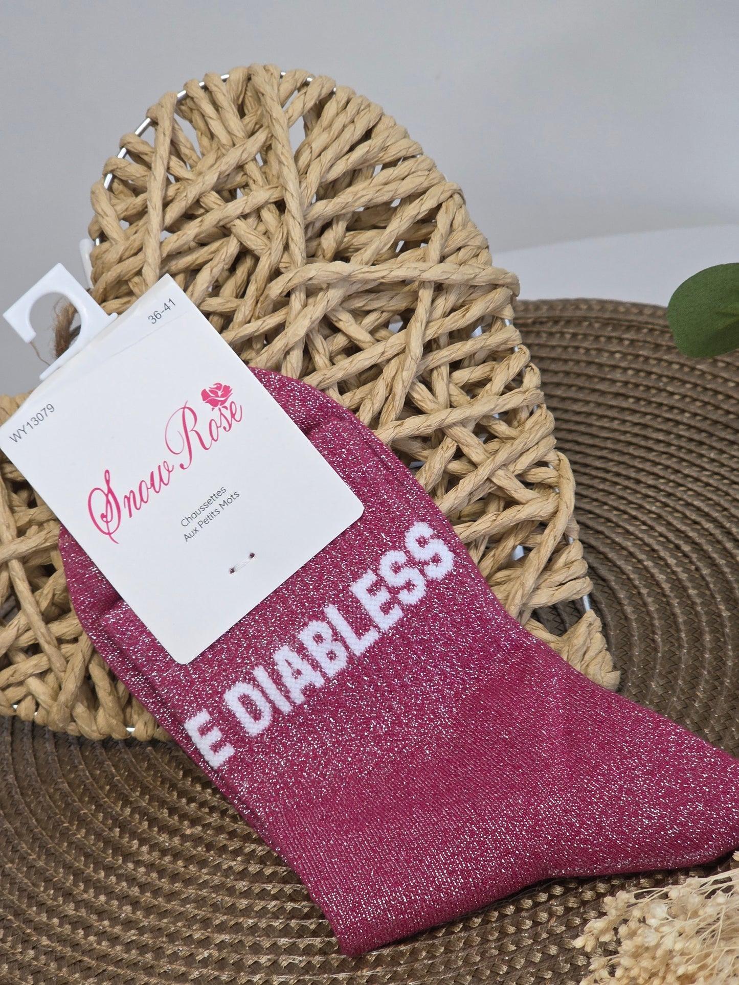 DIABLESSE - Chaussette à Paillette  Rouge Grenat