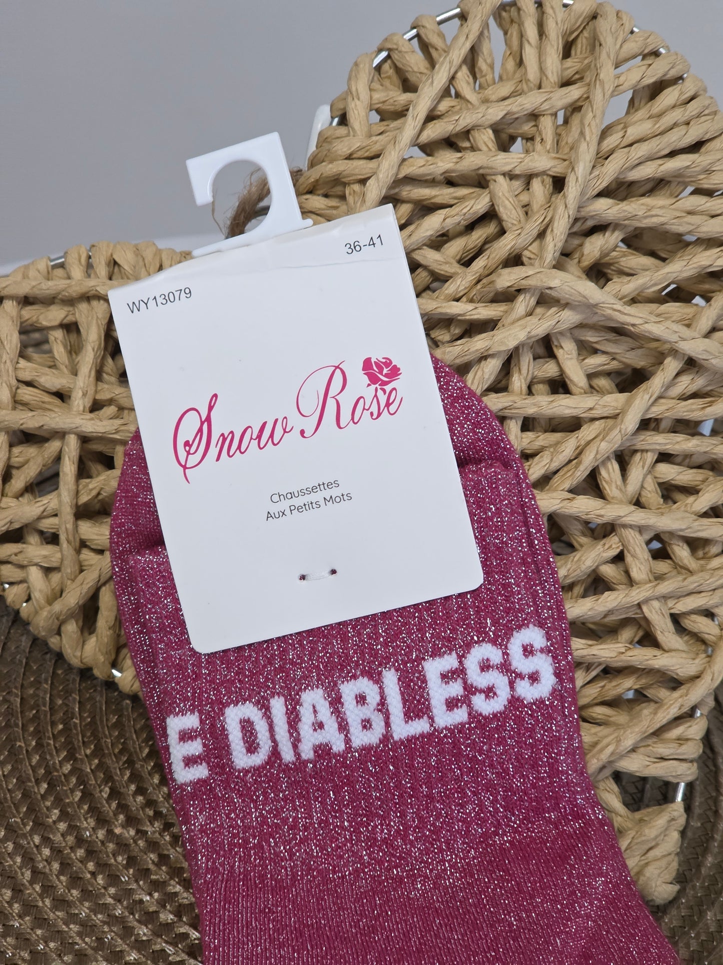 DIABLESSE - Chaussette à Paillette  Rouge Grenat