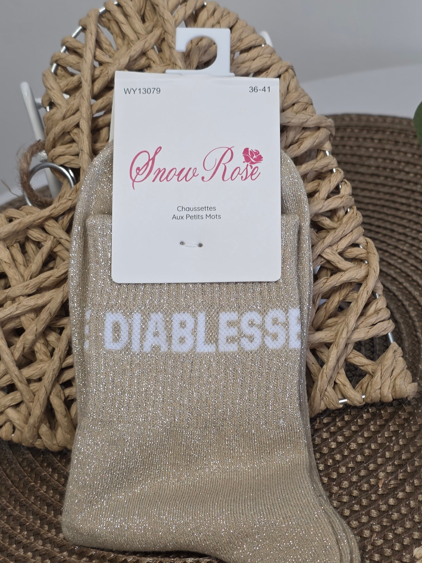 DIABLESSE - Chaussette à Paillette  Beige