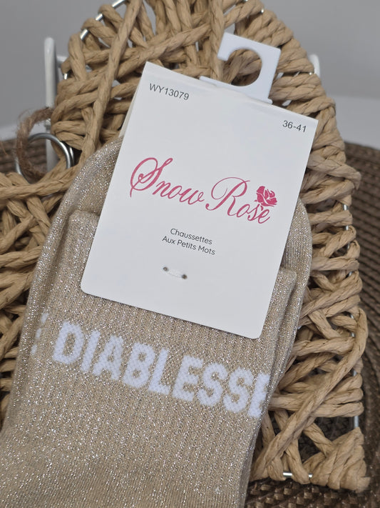 DIABLESSE - Chaussette à Paillette  Beige