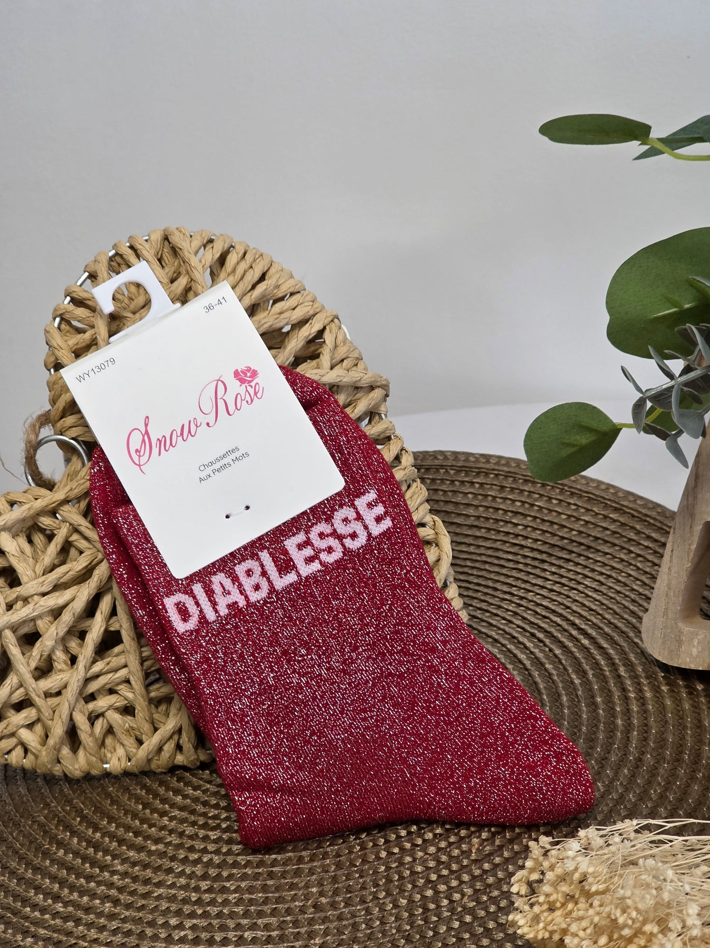 DIABLESSE - Chaussette à Paillette  Bordeaux