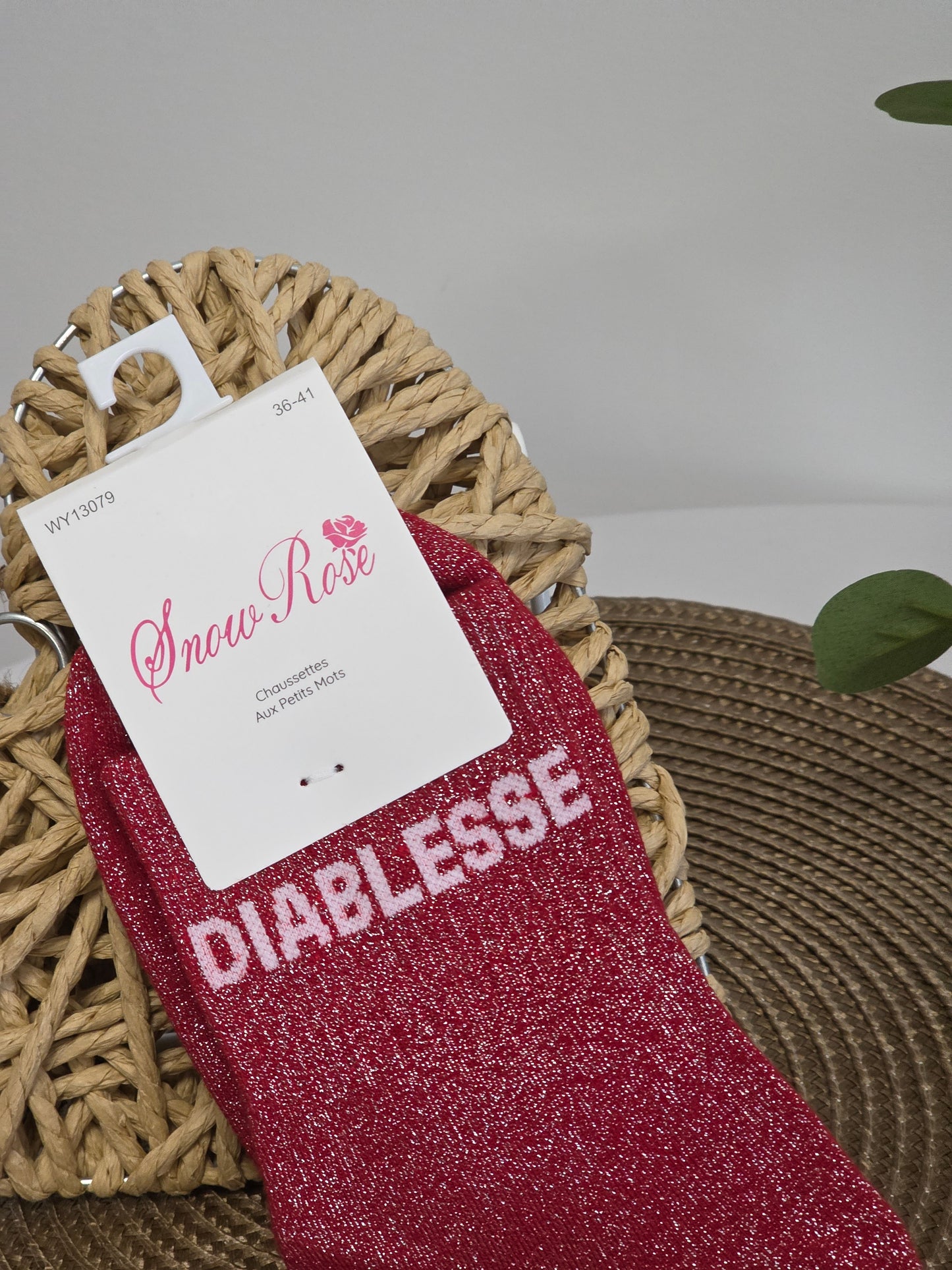 DIABLESSE - Chaussette à Paillette  Bordeaux