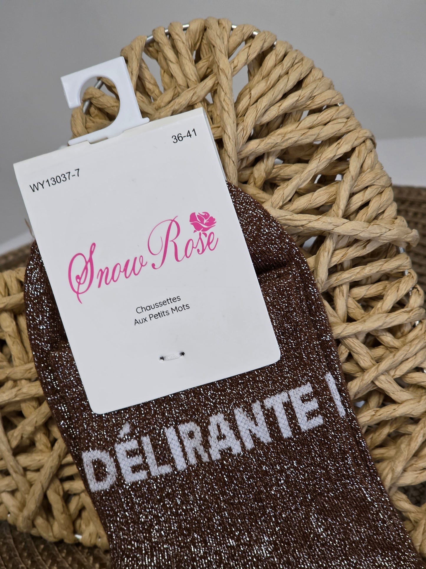 DELIRANTE - Chaussette à Paillette  Marron