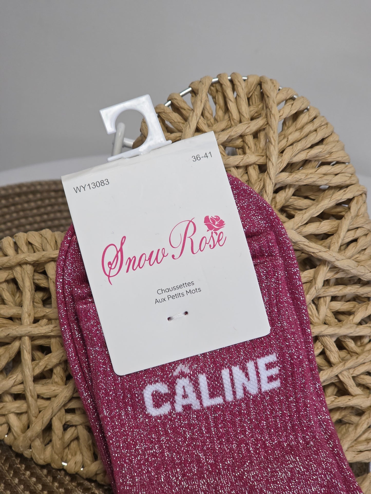 CALINE - Chaussette à Paillette  Rouge Grenat