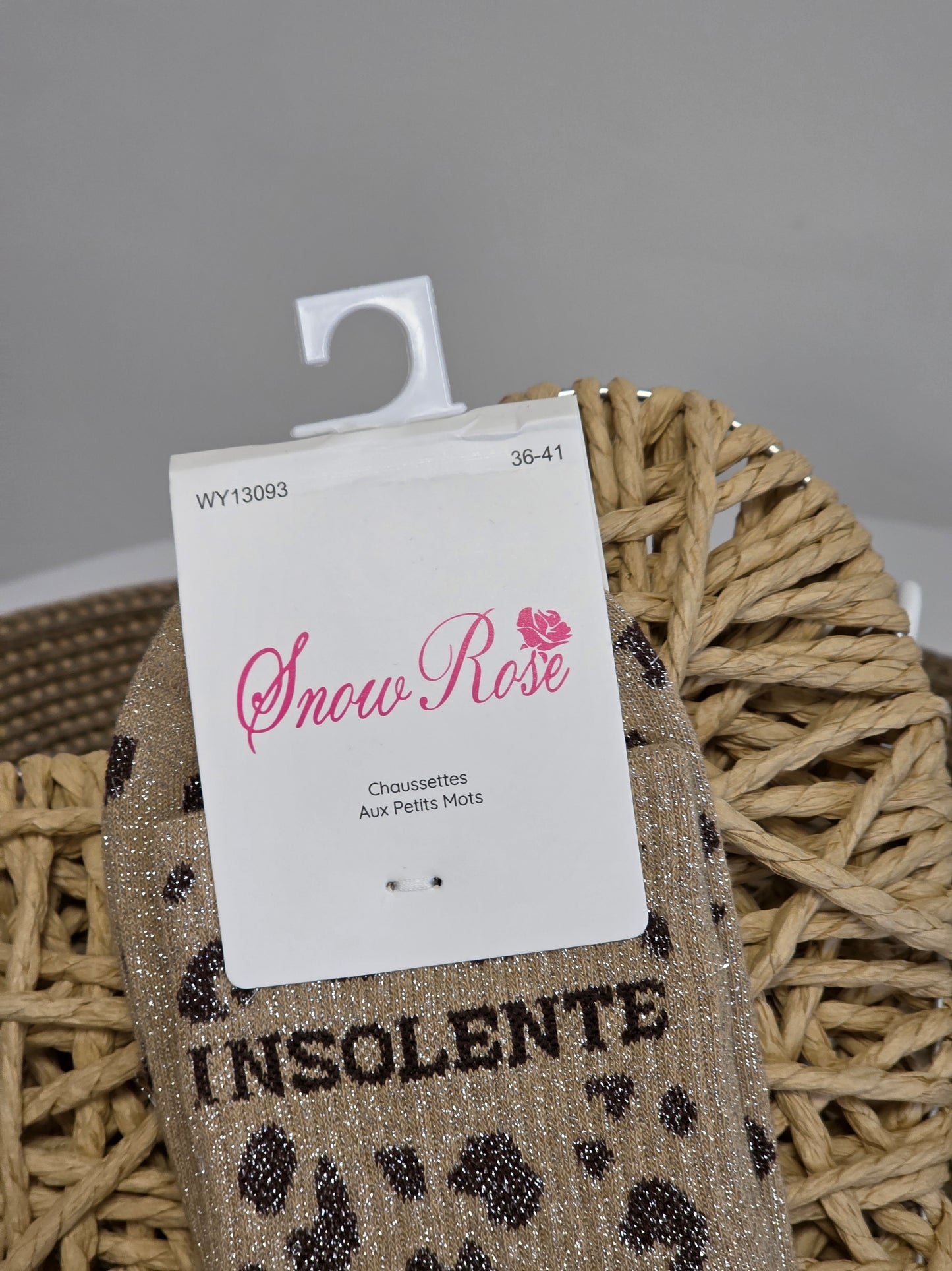 INSOLENTE - Chaussette à Paillette Léopard  Beige