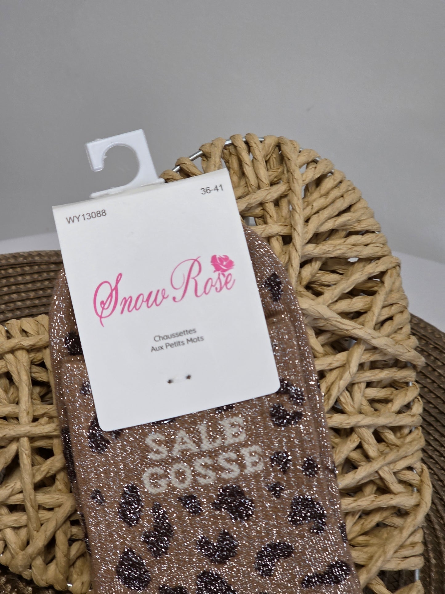 SALE GOSSE - Chaussette à Paillette Léopard  Marron