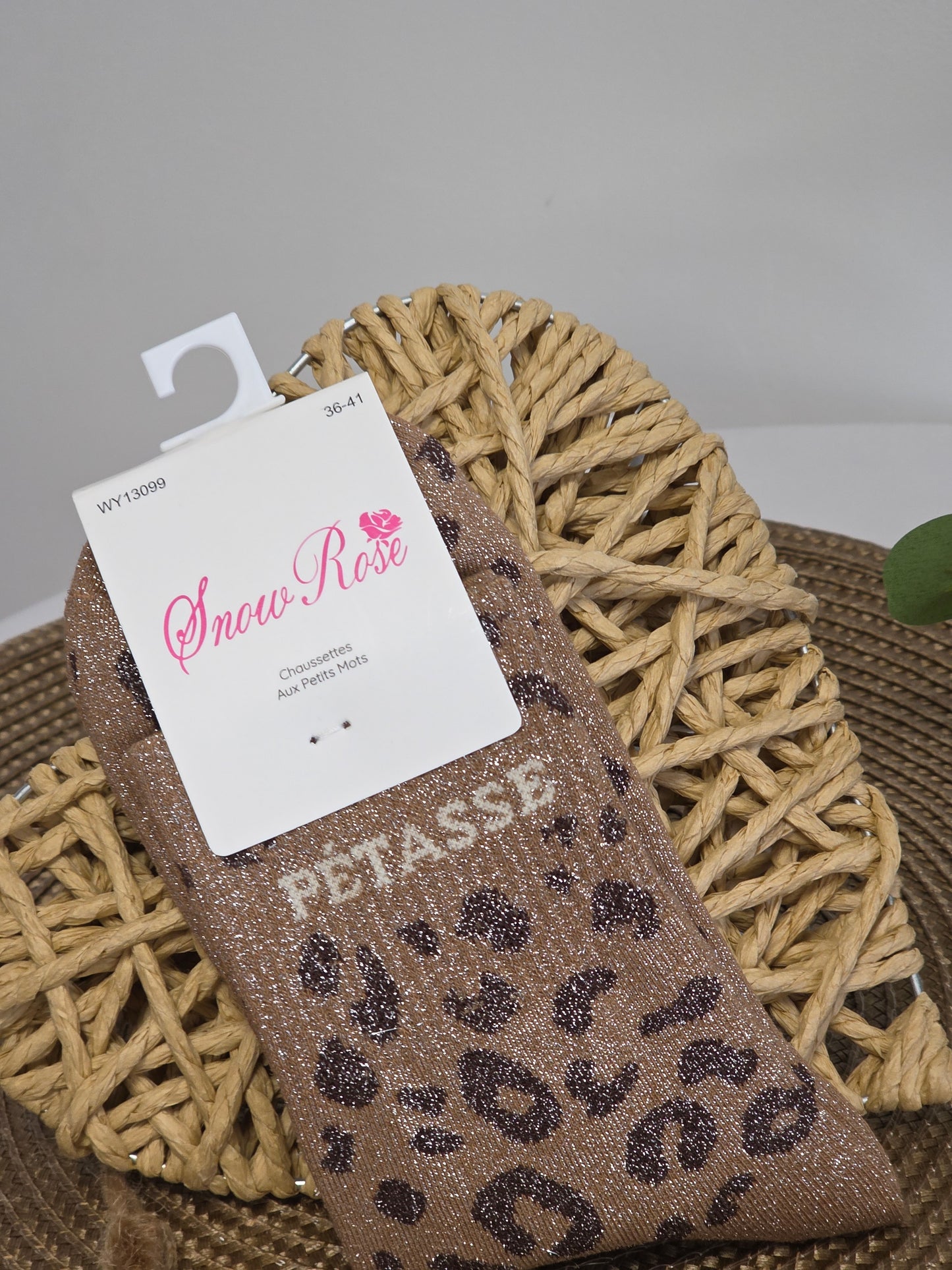 PETASSE - Chaussette à Paillette Léopard  Marron