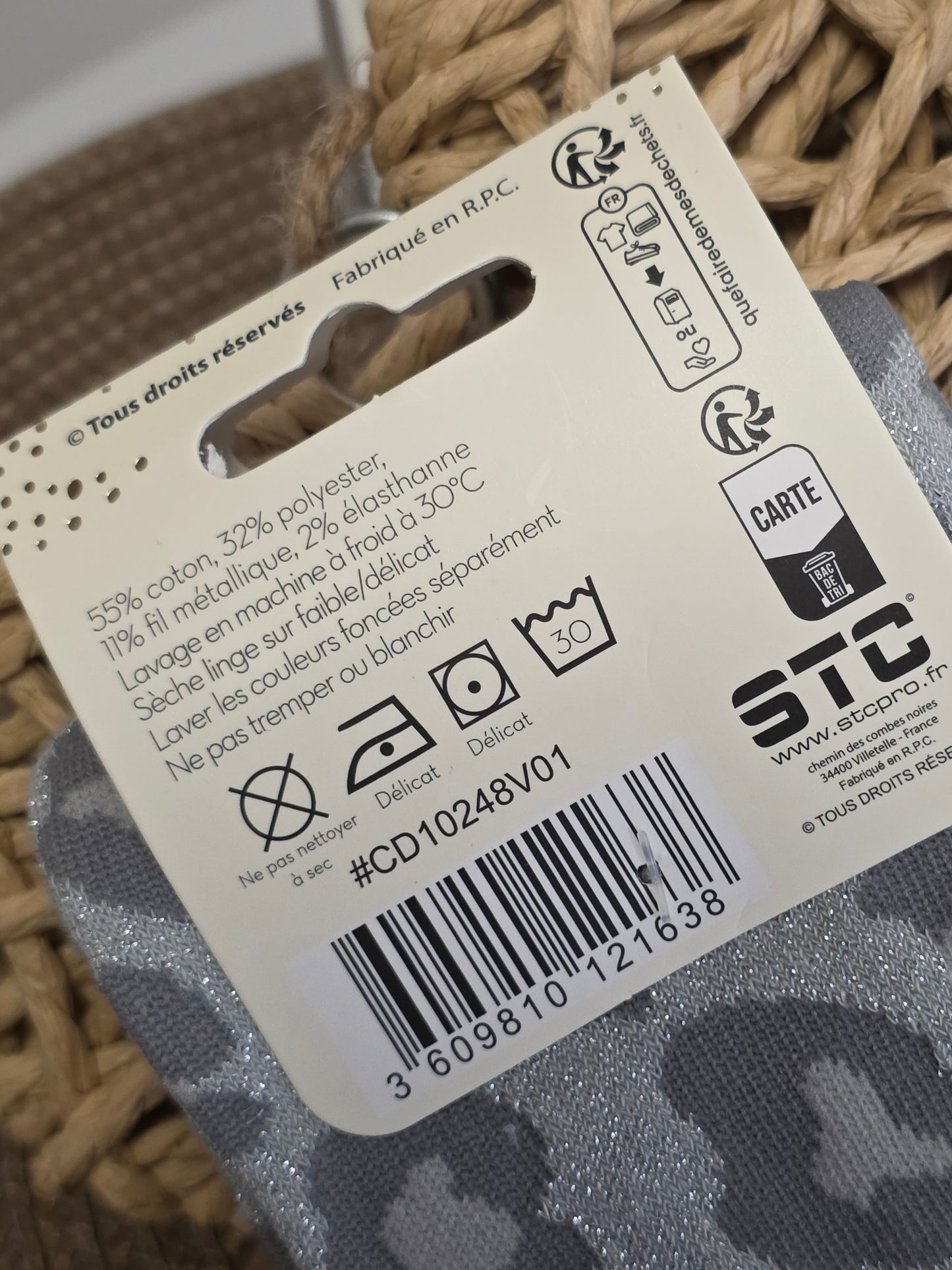 COQUINE - Chaussette à Paillette Léopard  Gris