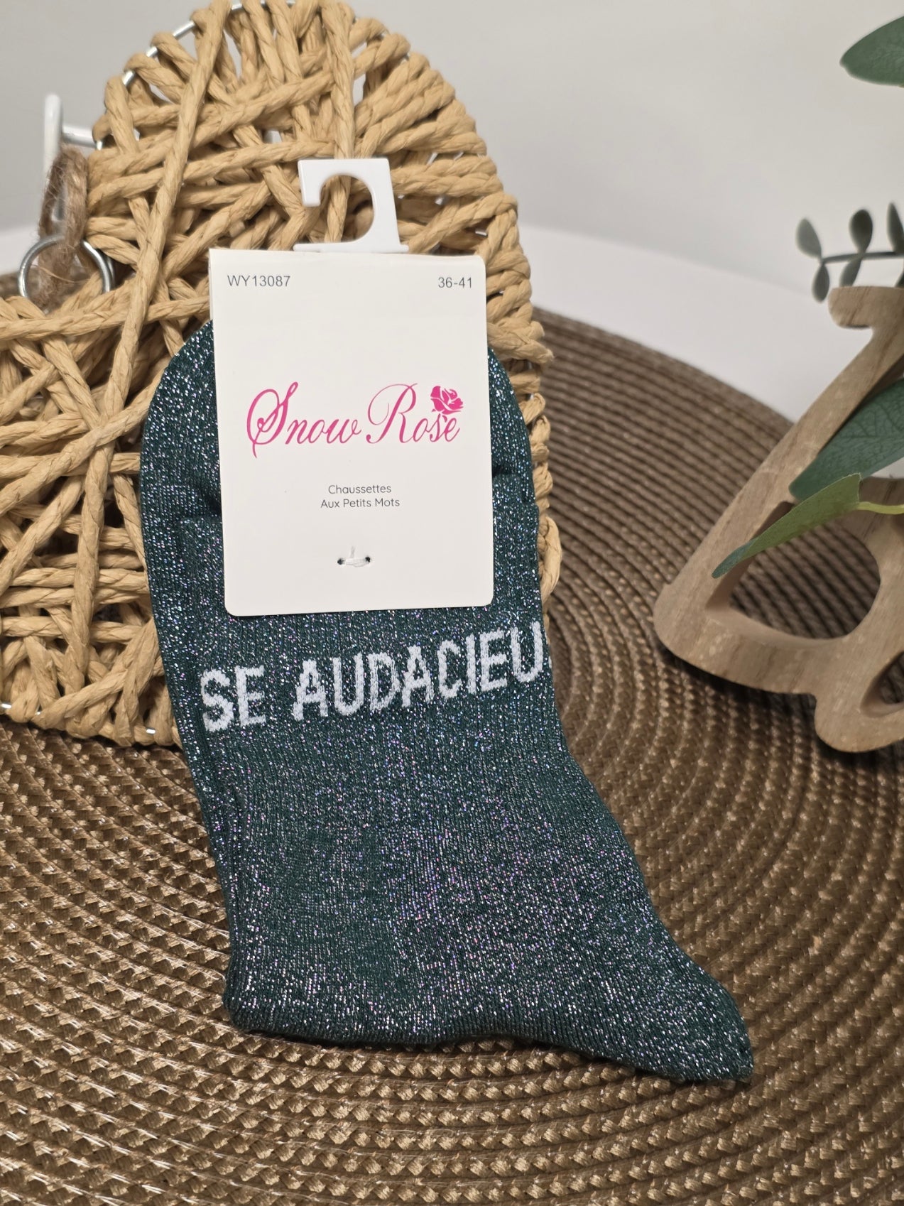 AUDACIEUSE - Chaussette à Paillette  Vert