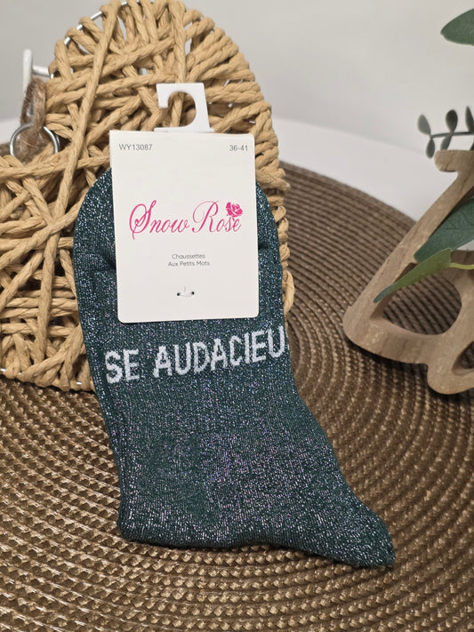 AUDACIEUSE - Chaussette à Paillette  Vert