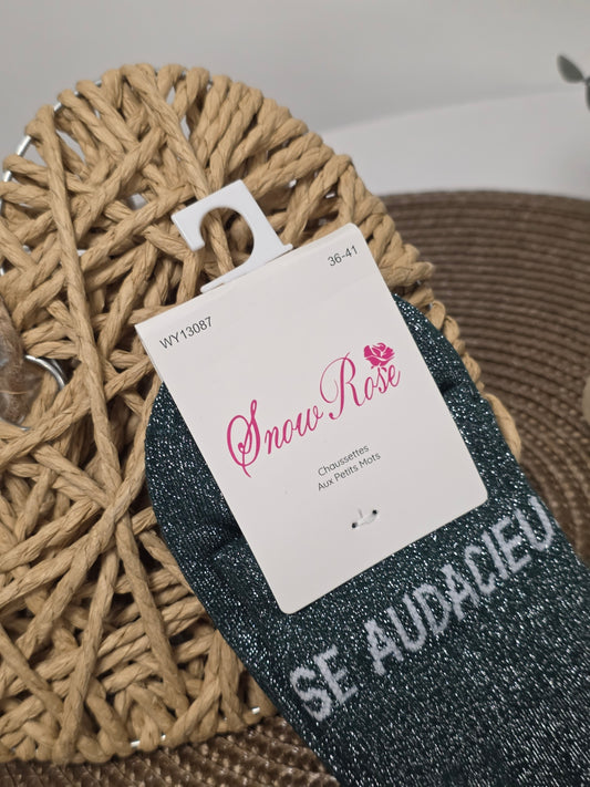 AUDACIEUSE - Chaussette à Paillette  Vert