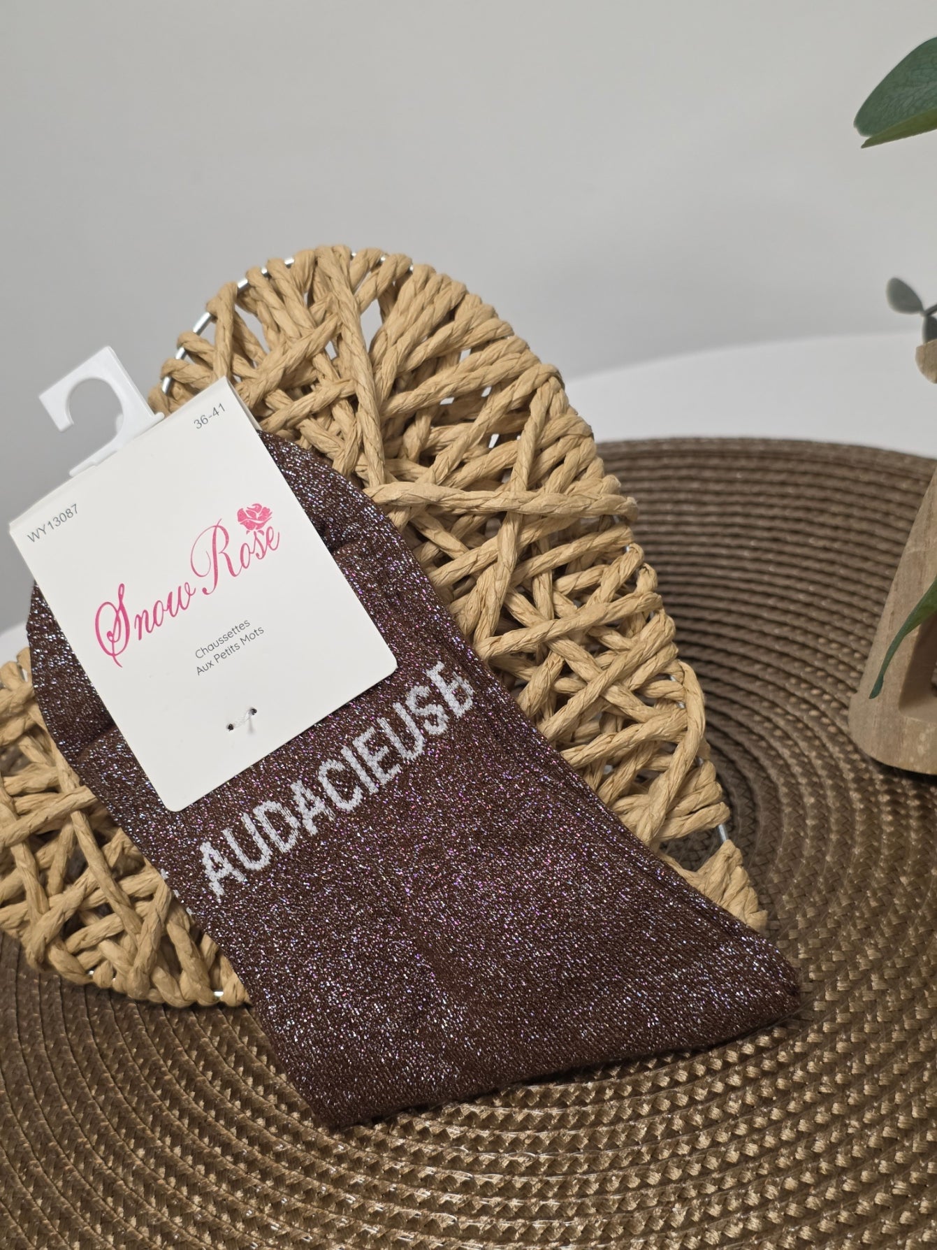 AUDACIEUSE - Chaussette à Paillette  Marron