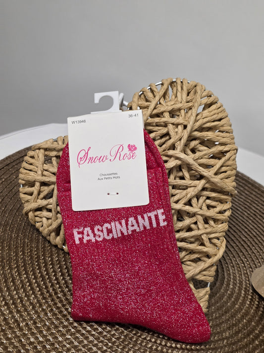 FASCINANTE - Chaussette à Paillette  Rouge