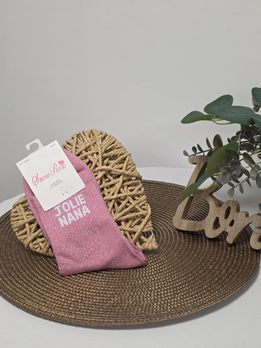 JOLIE NANA - Chaussette à Paillette  Rose