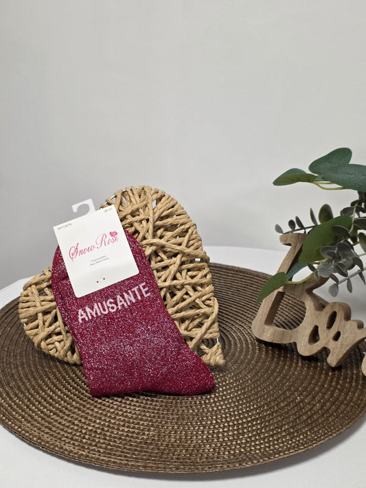AMUSANTE - Chaussette à Paillette  Bordeaux