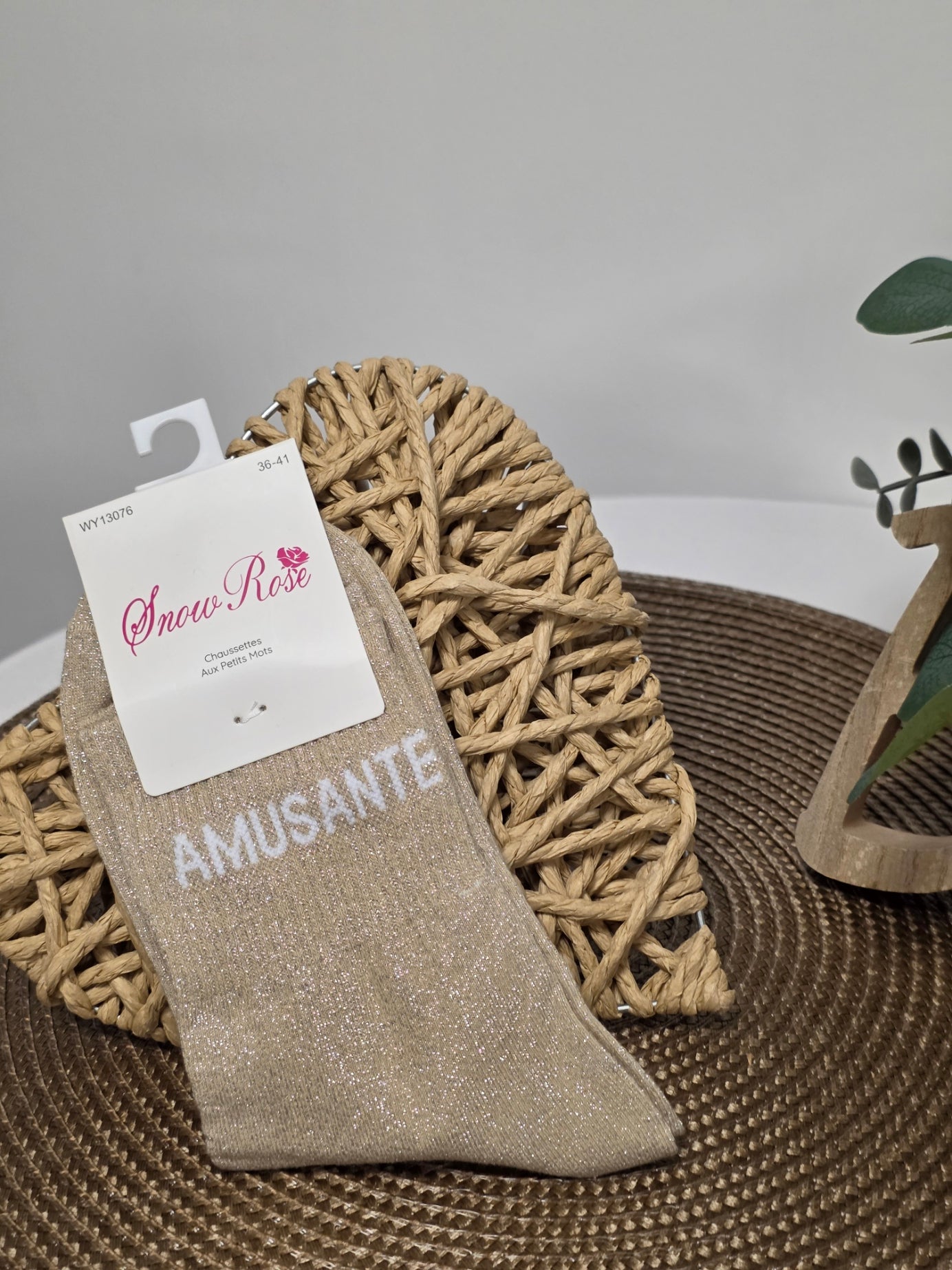 AMUSANTE - Chaussette à Paillette  Beige