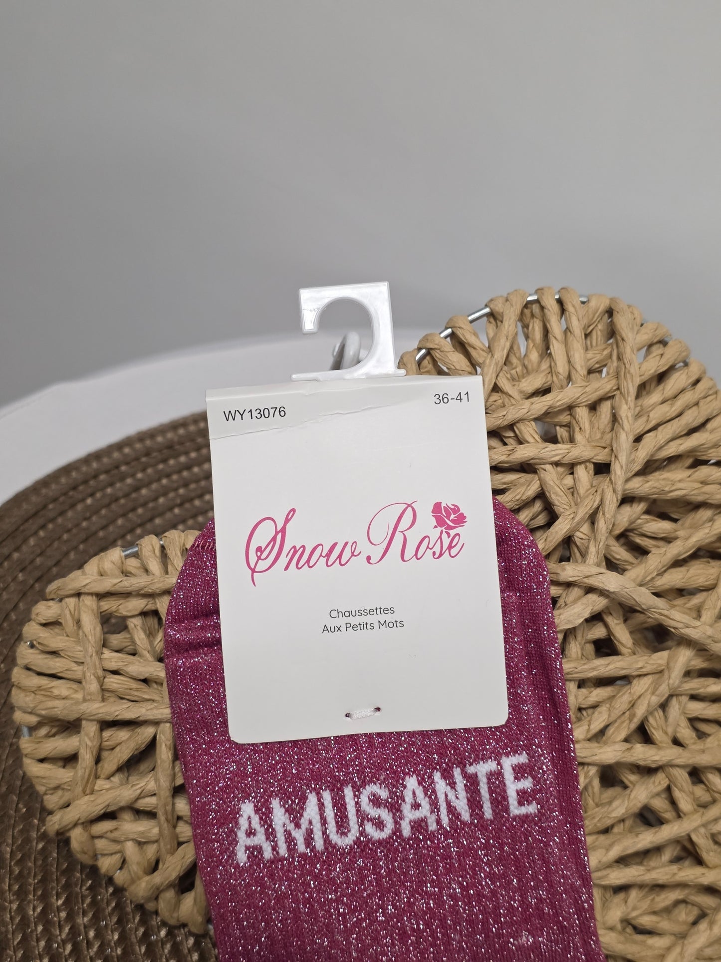 AMUSANTE - Chaussette à Paillette  Rouge Grenat