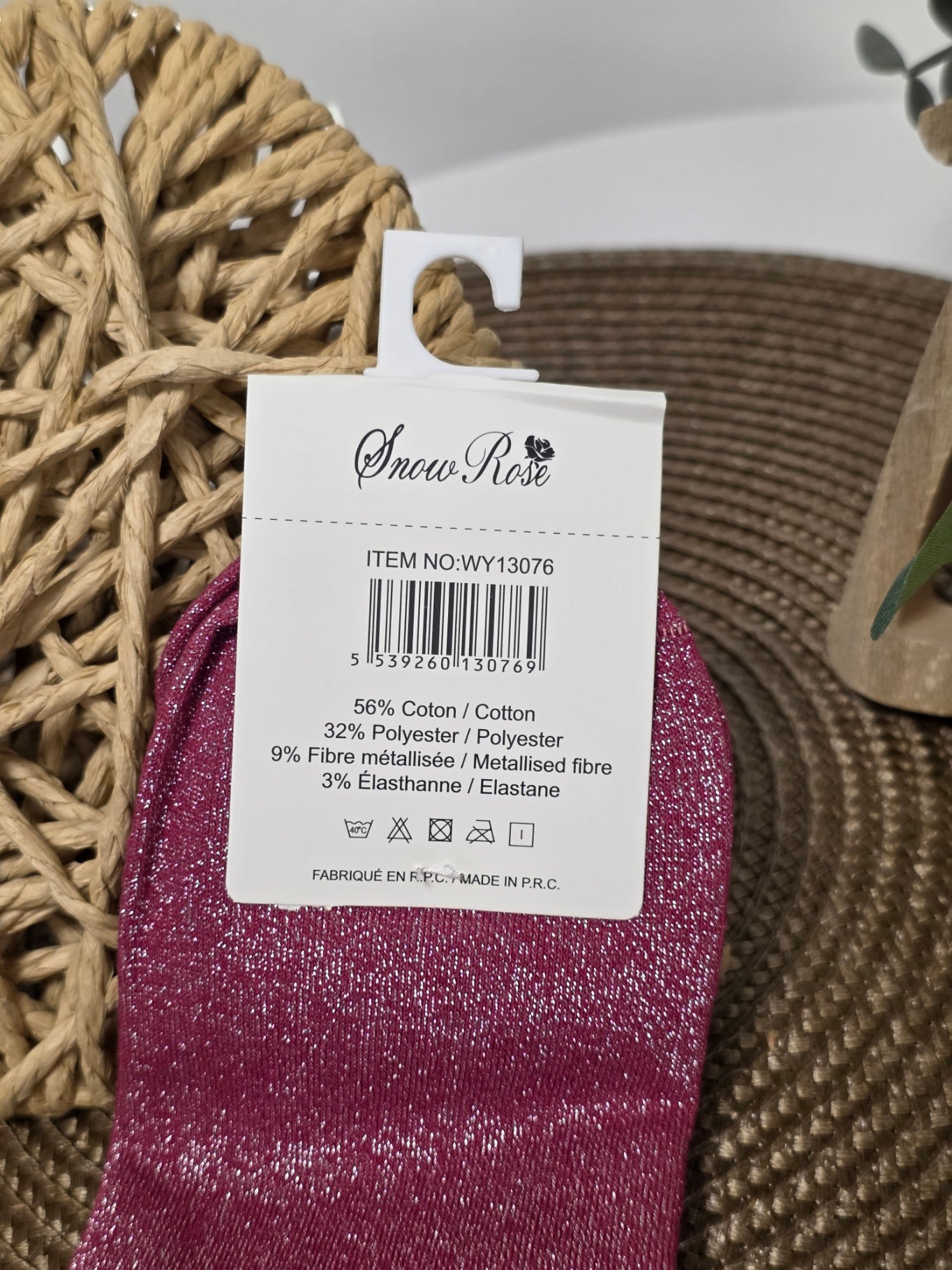 AMUSANTE - Chaussette à Paillette  Rouge Grenat