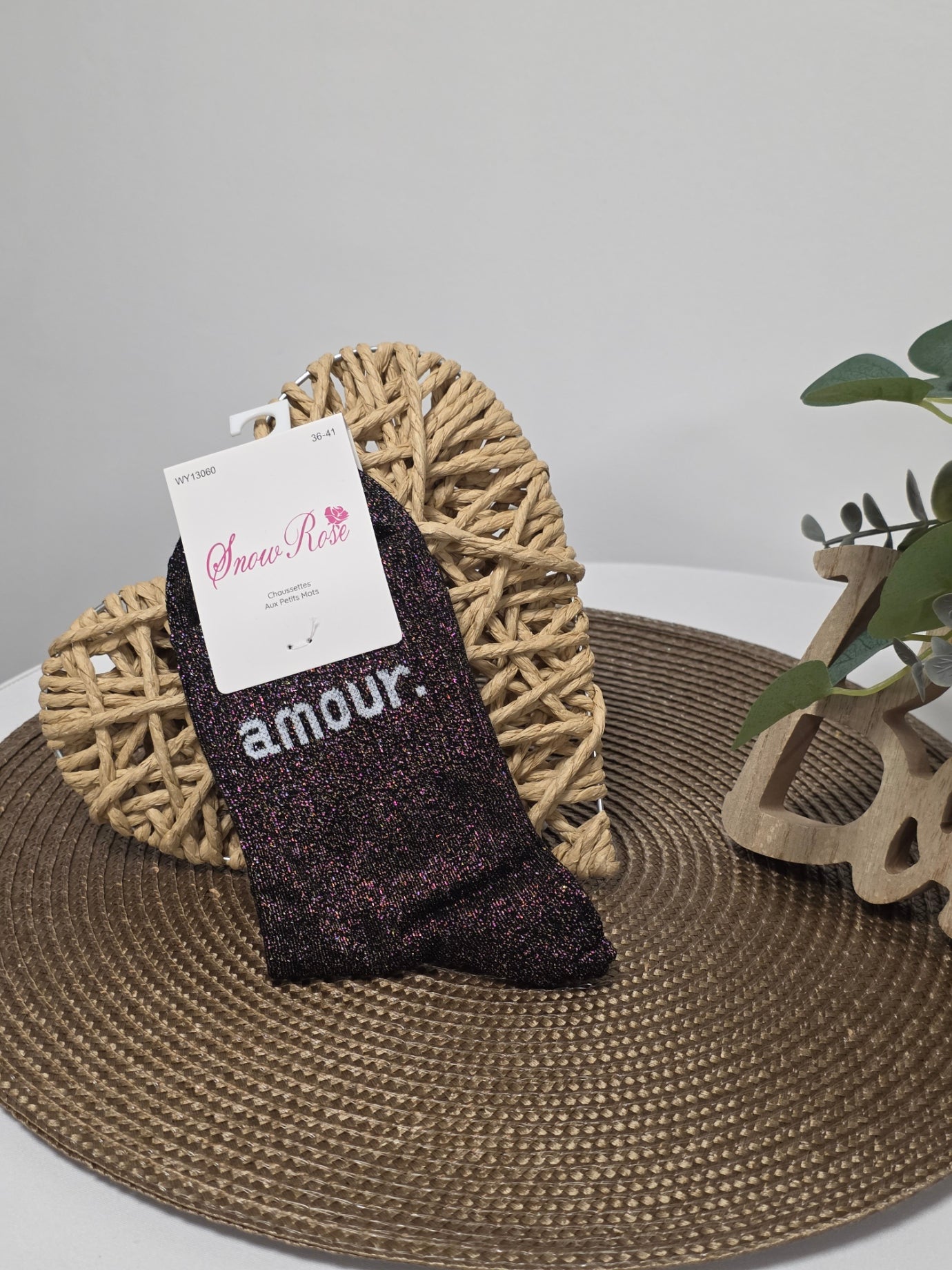 AMOUR - Chaussette à Paillette  Noir