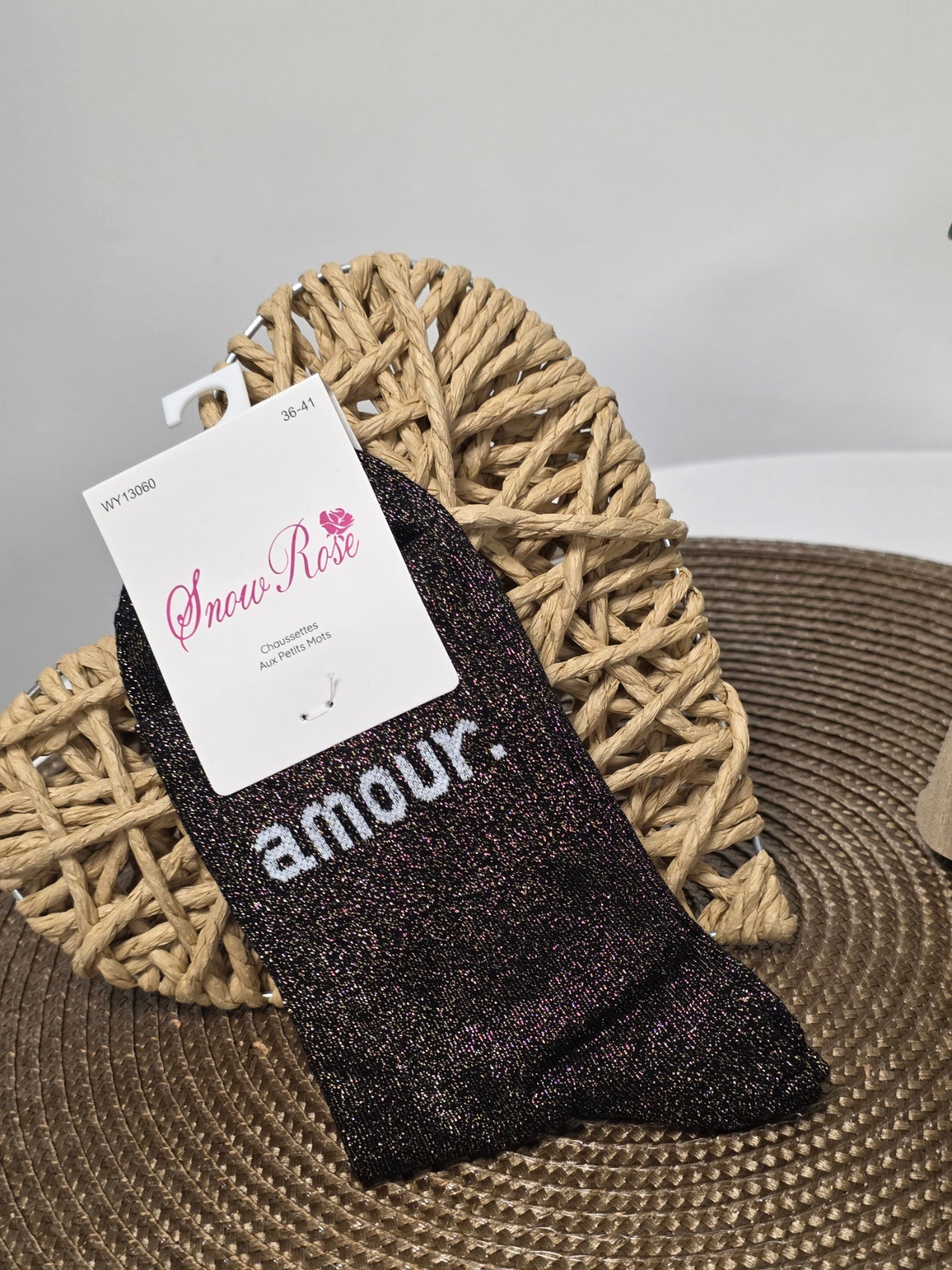 AMOUR - Chaussette à Paillette  Noir