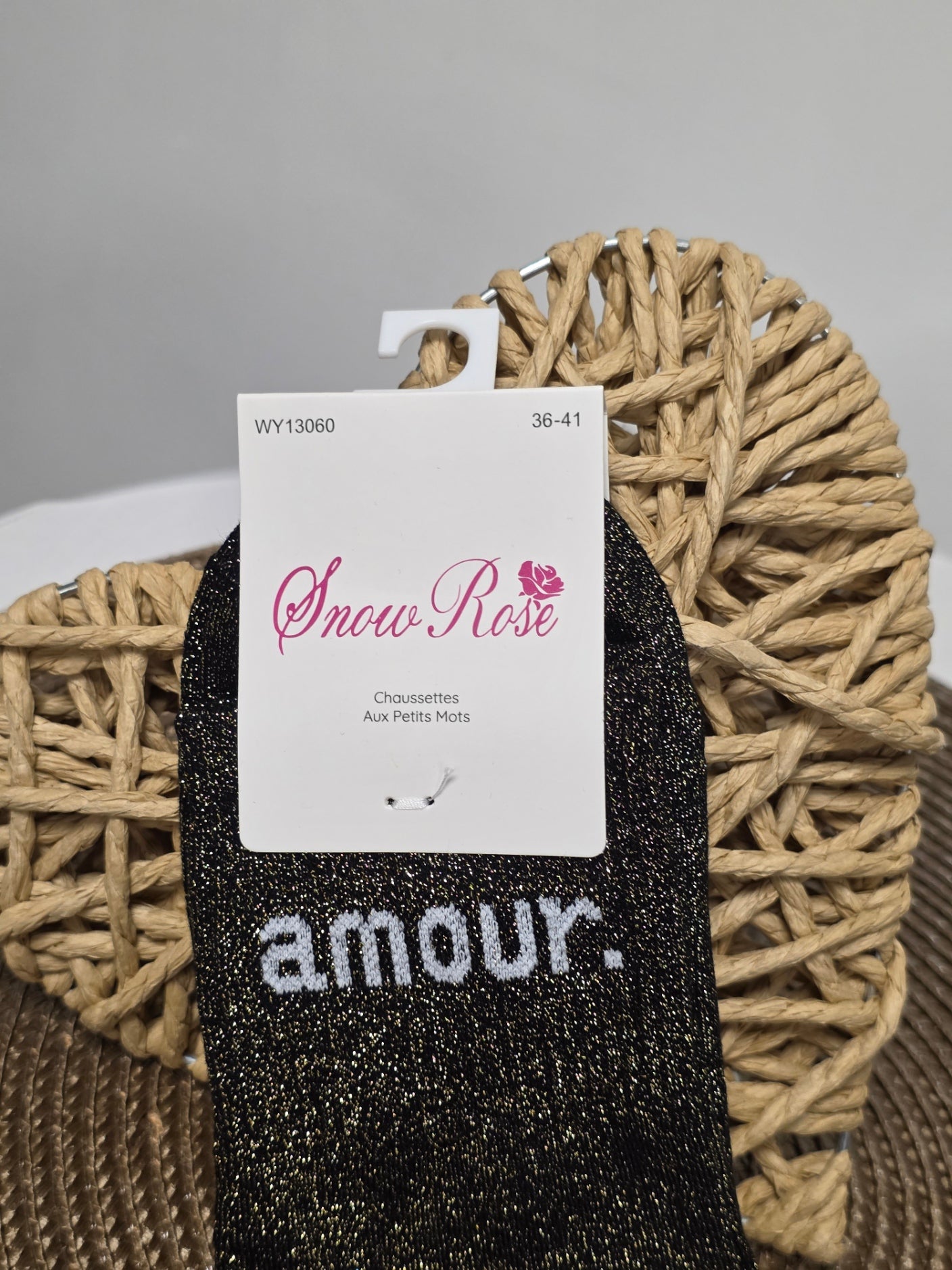 AMOUR - Chaussette à Paillette  Noir