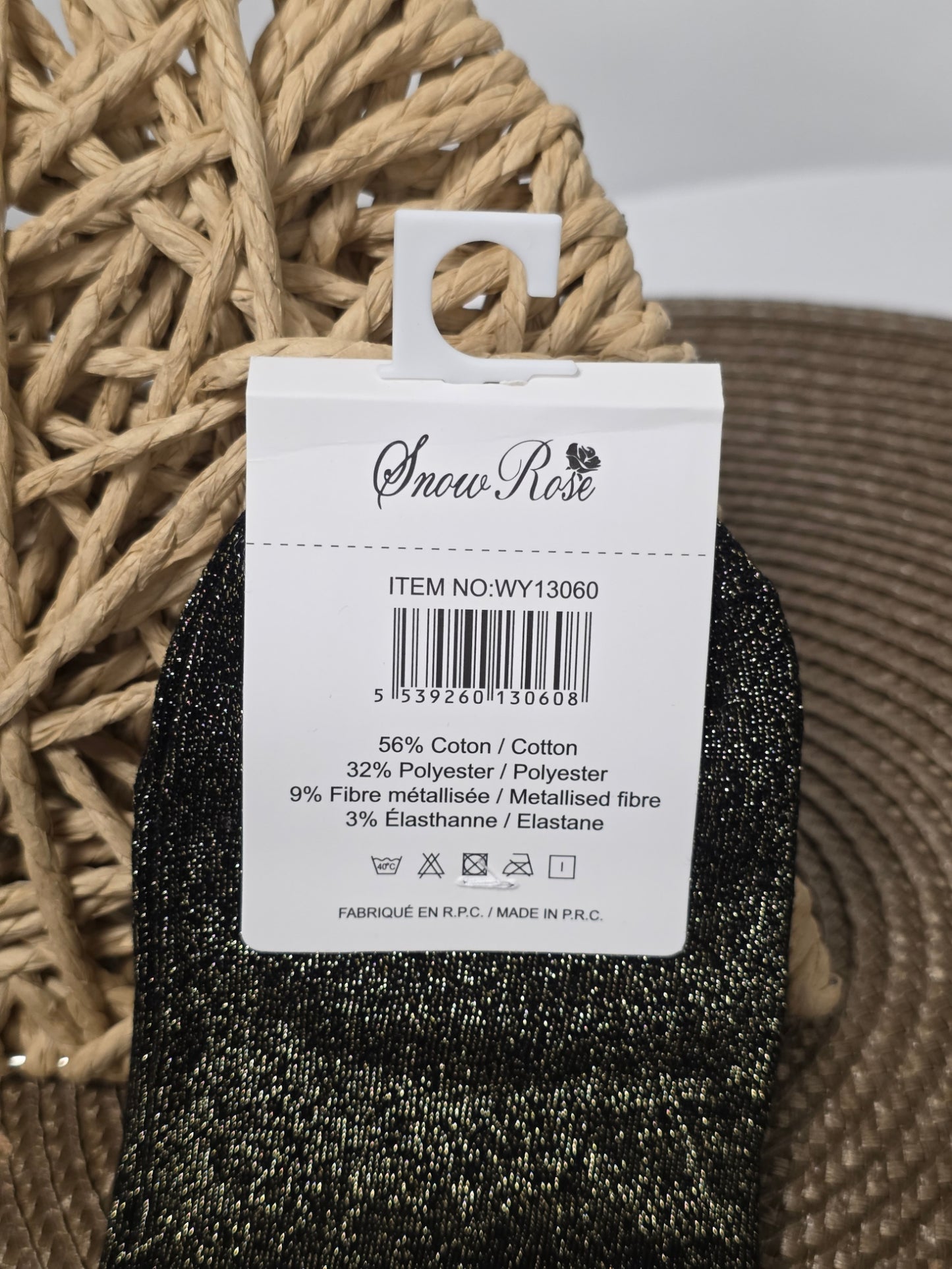 AMOUR - Chaussette à Paillette  Noir