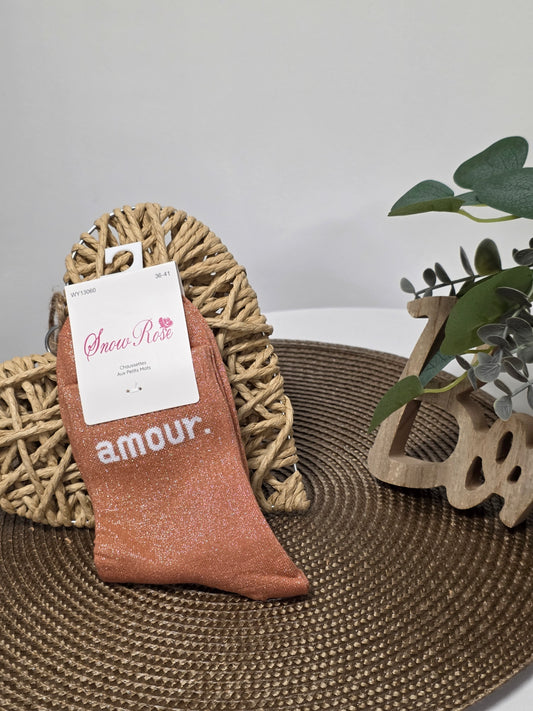AMOUR - Chaussette à Paillette  Orange