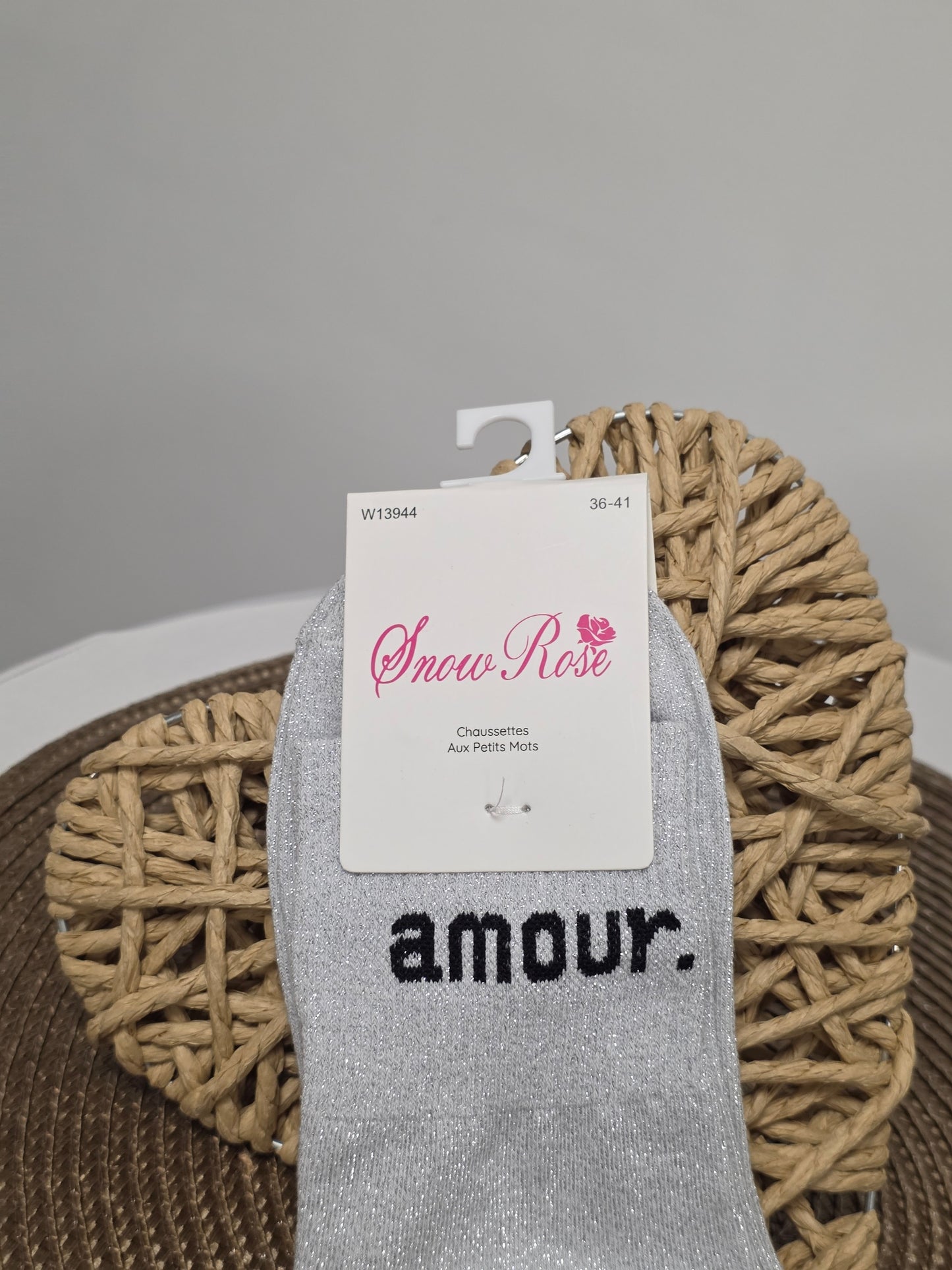AMOUR - Chaussette à Paillette  Gris Clair