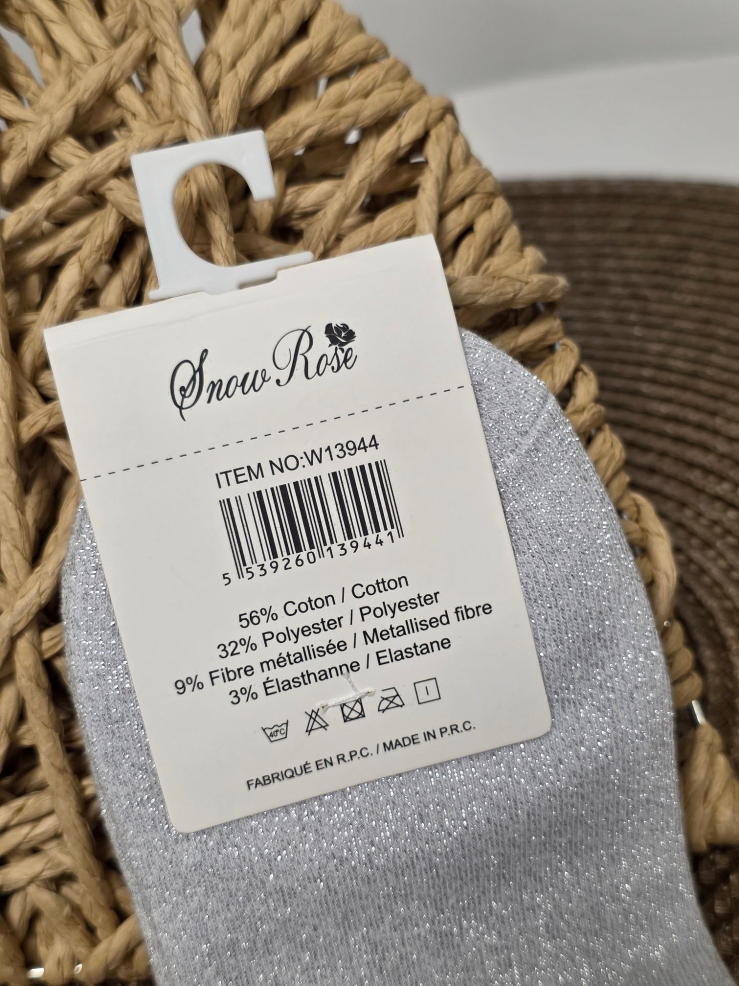 AMOUR - Chaussette à Paillette  Gris Clair