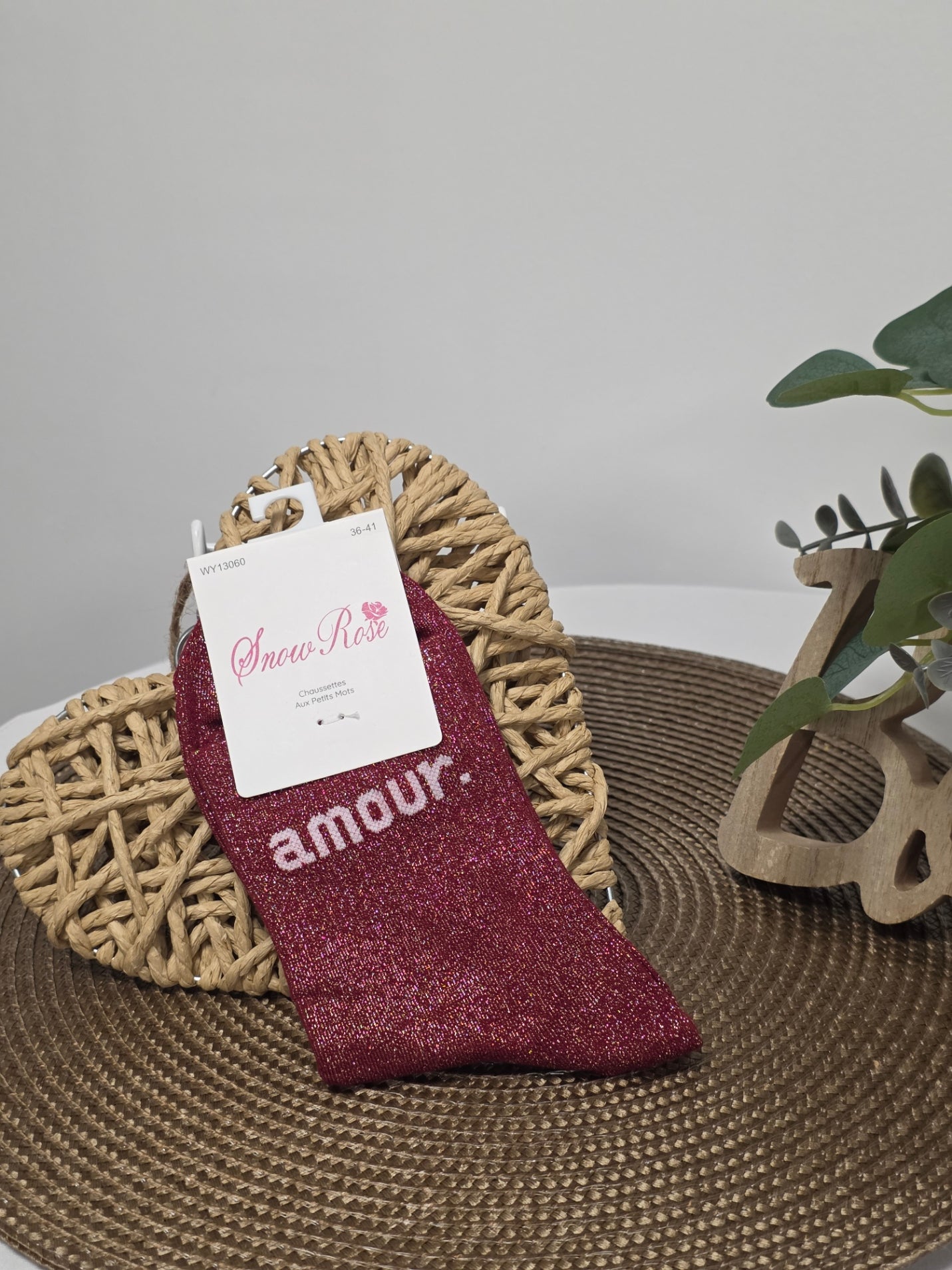AMOUR - Chaussette à Paillette  Bordeaux