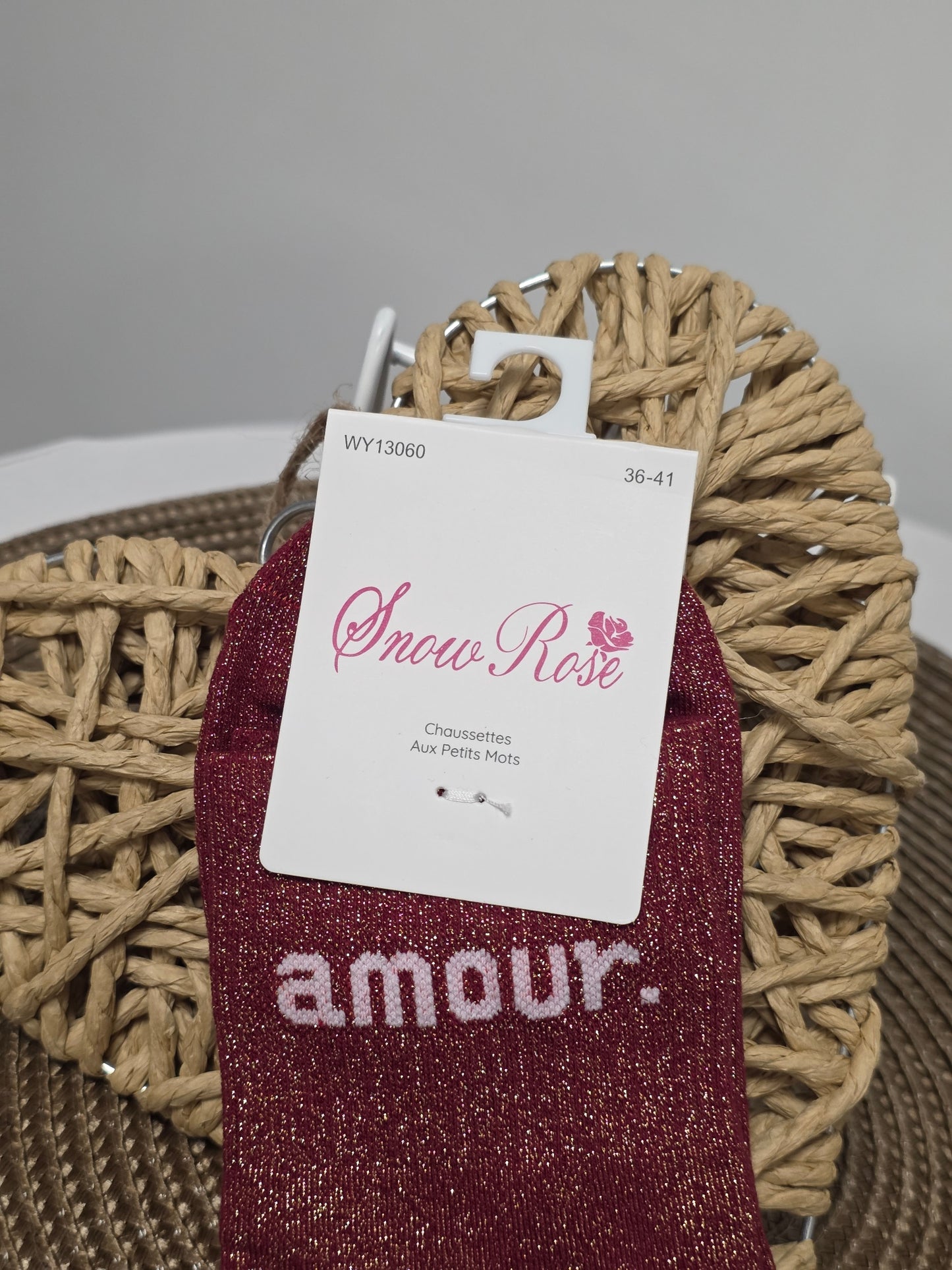 AMOUR - Chaussette à Paillette  Bordeaux