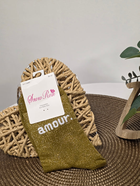 AMOUR - Chaussette à Paillette  Vert
