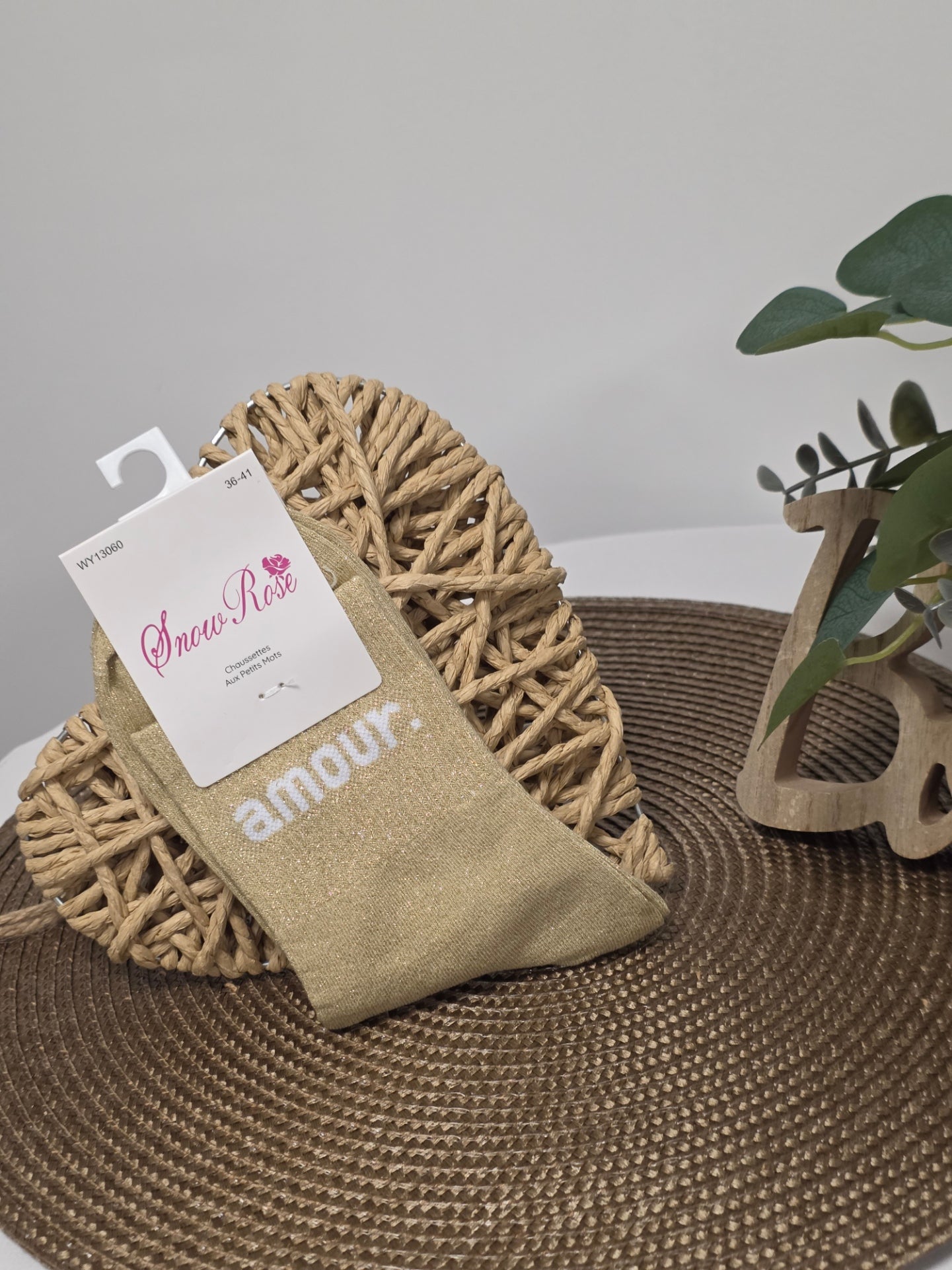 AMOUR - Chaussette à Paillette  Beige