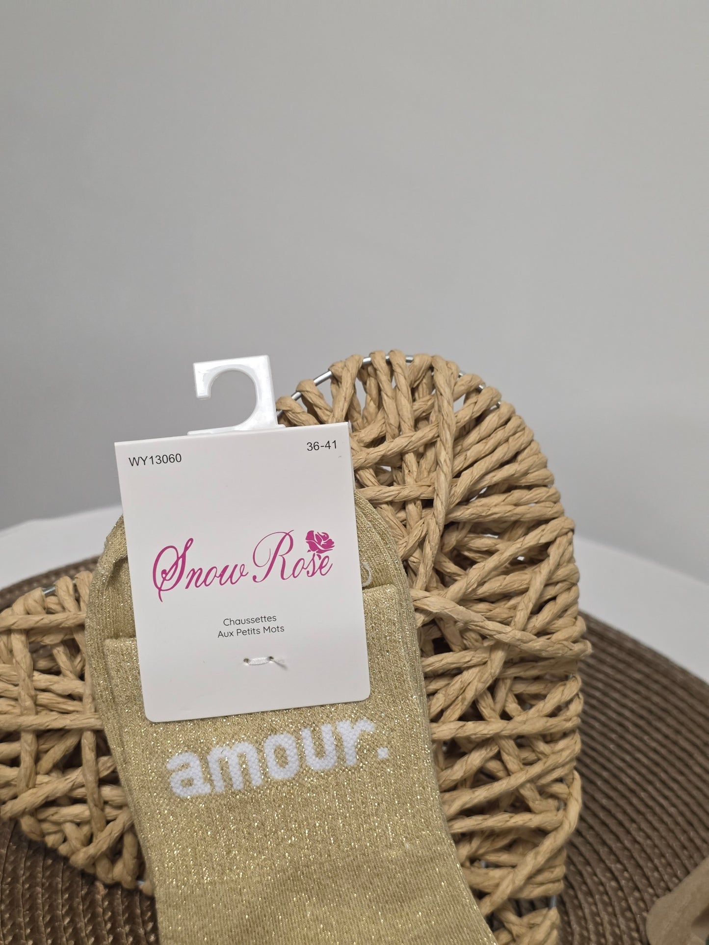 AMOUR - Chaussette à Paillette  Beige